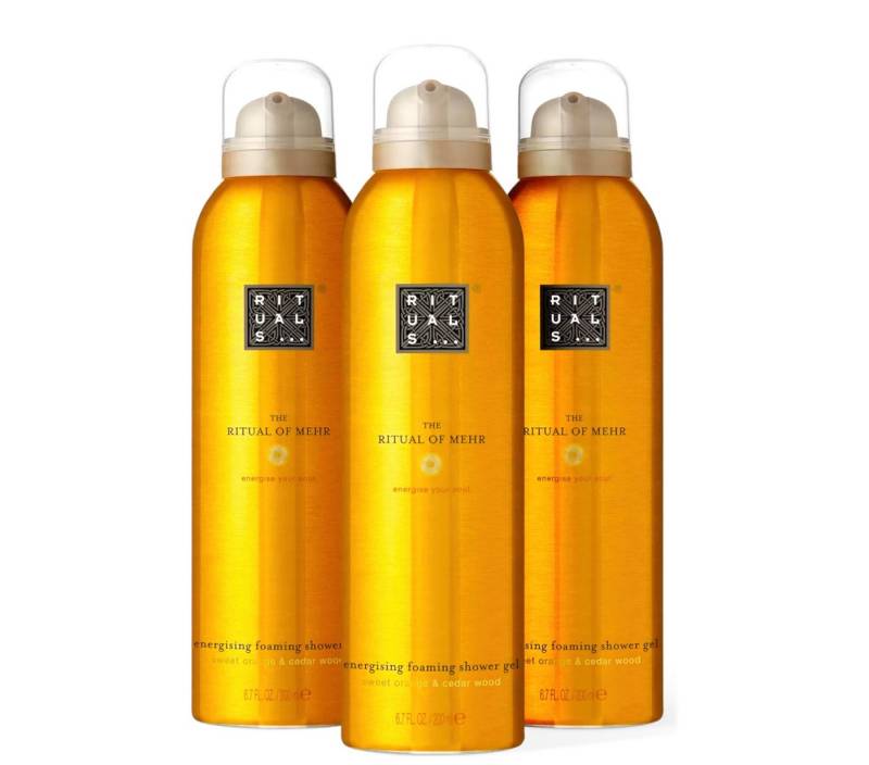 Rituals Duschschaum The Ritual of Mehr Vorteilspack mit 3 x 200 ml Duschschaum, Mit frischer Süßorange und aromatischem Zedernholz von Rituals