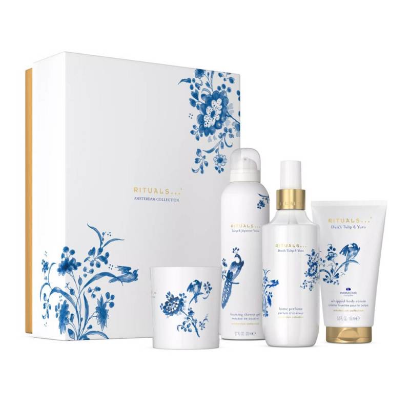 Rituals Pflege-Geschenkset Rituals Amsterdam Collection Geschenkset L – 4-teilig, 4-tlg., Exklusives Amsterdam Collection Set im Delfter Blau Design von Rituals