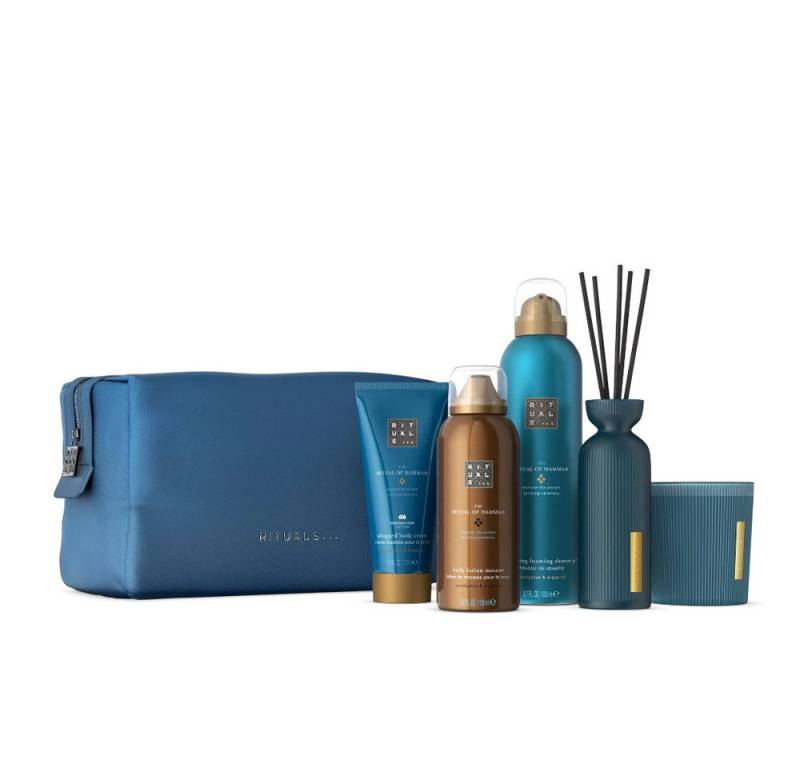Rituals Pflege-Geschenkset Rituals Hammam Geschenk-Tasche L – 5-teilig für Frische & Balance, 5-tlg., Reinigendes Hammam Geschenk-Set L mit Eukalyptus & Arganöl von Rituals