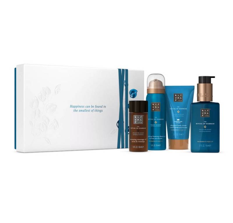Rituals Pflege-Geschenkset Rituals Hammam Geschenkset – 4-teilig mit Dusch & Pflege, 4-tlg., 4-teiliges Hammam Set mit Eukalyptus, Rosmarin & Arganöl von Rituals