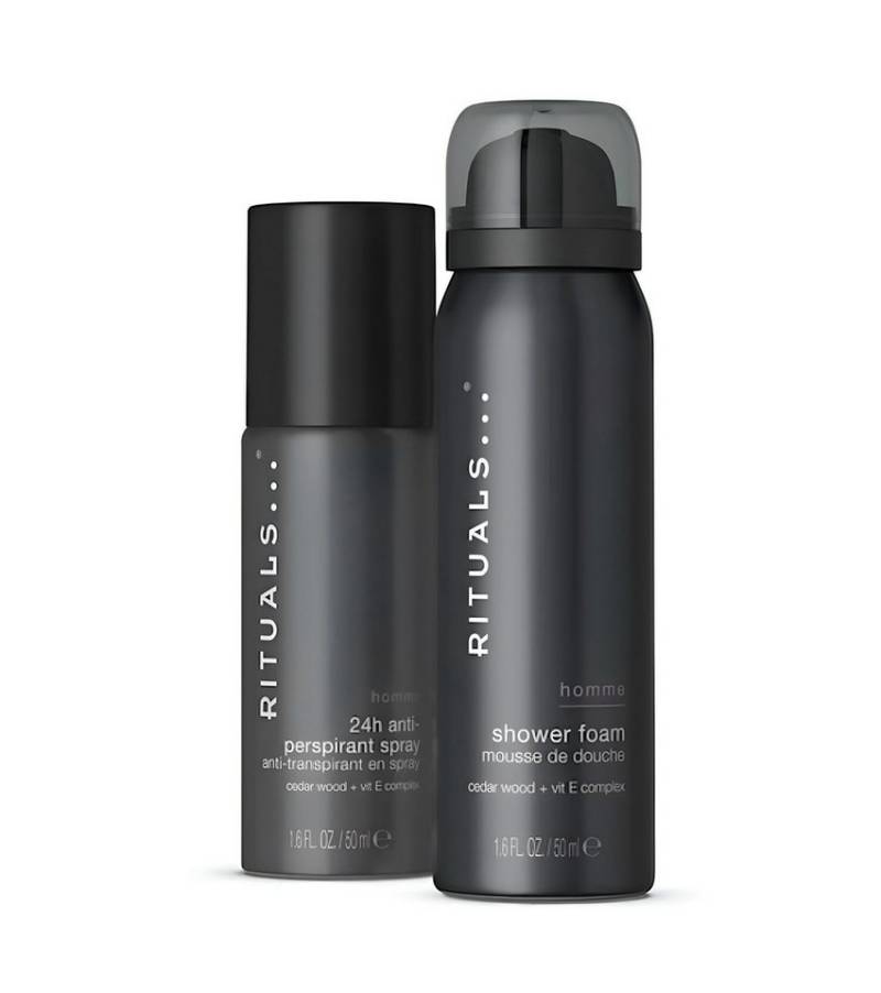 Rituals Pflege-Geschenkset Rituals Homme Collection Mini Travel Set – Deo & Duschschaum, Deo (50 ml) & Duschschaum (50 ml) mit dem Duft der Homme Collection von Rituals