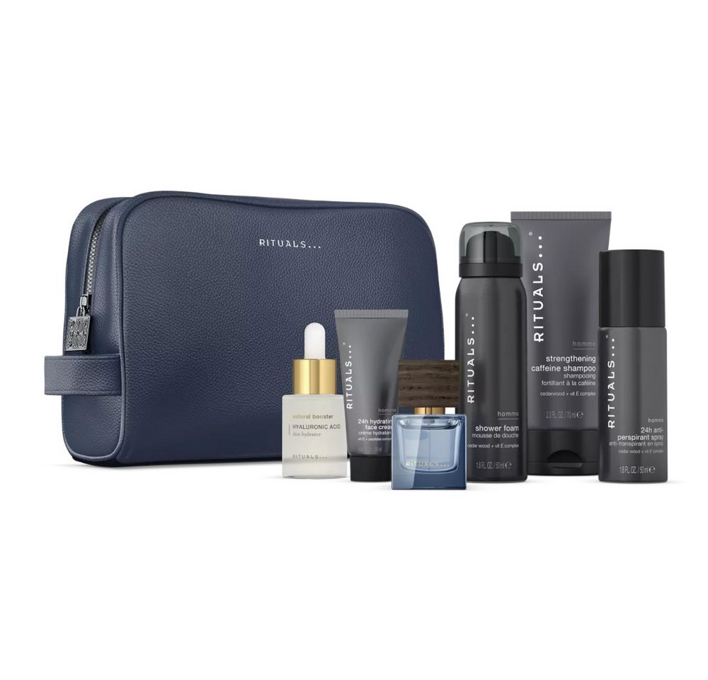 Rituals Pflege-Geschenkset Rituals Homme Geschenk-Tasche L – 7-teilig mit Reise-Pflegeset, 7-tlg., Belebendes Homme Geschenk-Set für Reisen & Pflege von Rituals