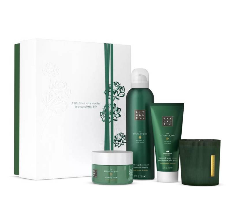 Rituals Pflege-Geschenkset Rituals Jing Geschenkset M – 4-teilig mit Pflege & Kerze, 4-tlg., Beruhigendes Jing Set mit Lotus & Jujube – für erholsame Momente von Rituals