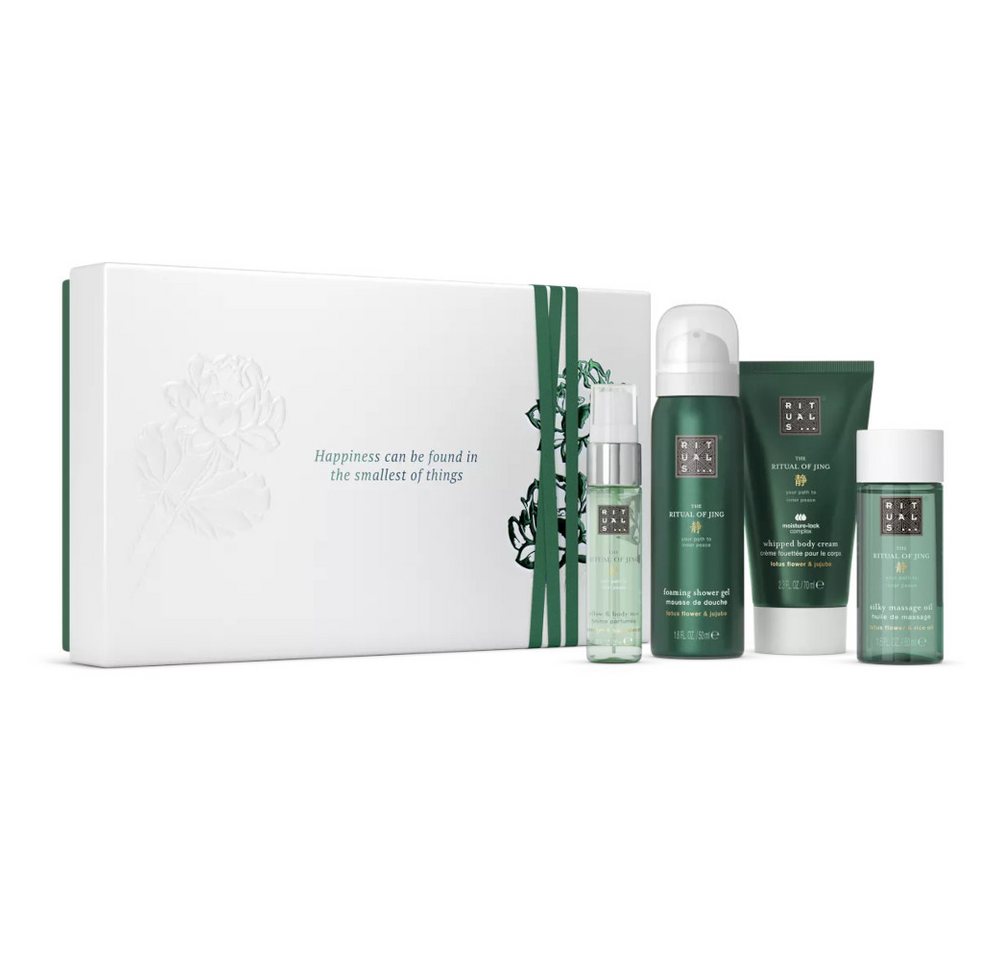 Rituals Pflege-Geschenkset Rituals Jing Geschenkset S – 4-teilig mit Dusch & Pflege, 4-tlg., 4-teiliges Jing Set mit Lotus & Jujube – für Entspannung & Ruhe von Rituals