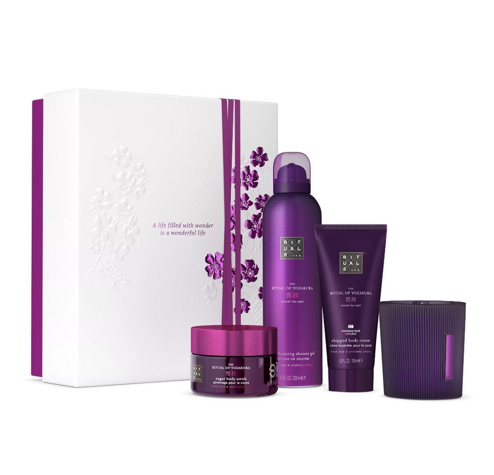 Rituals Pflege-Geschenkset Rituals Yozakura Geschenkset M – 4-teilig mit Kirschblüte & Pflege, 4-tlg., Yozakura Set mit Maienkirsche & Sake – inspiriert von Hanami von Rituals