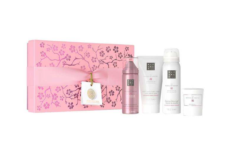 Rituals Pflege-Geschenkset The Ritual of Sakura S für Damen Duschschaum, Peeling, Duftkerze Pflege-Set, 5-tlg., Luxuriöses Pflege-Set mit Kirschblüten- und Reismilchduft von Rituals