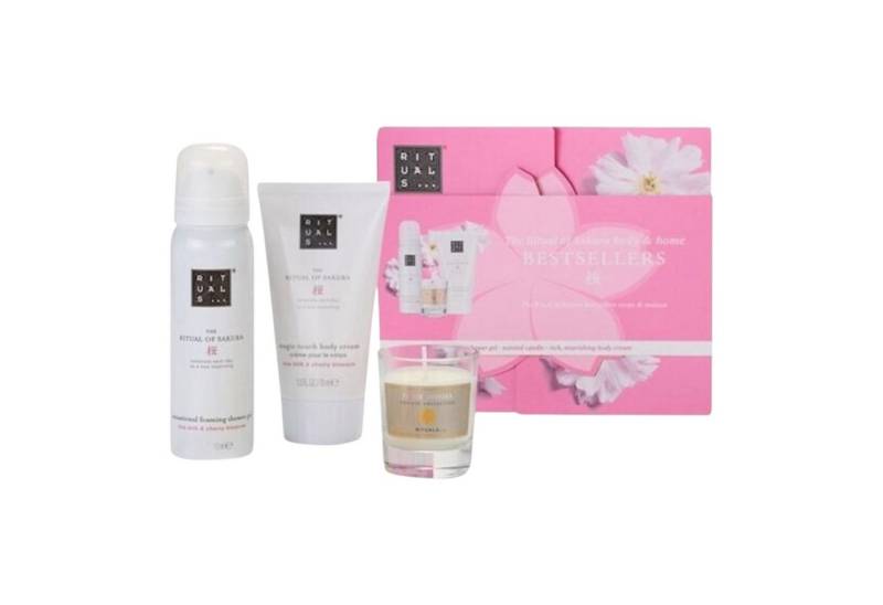 Rituals Pflege-Geschenkset The Ritual of Sakura Set mit Mini-Kerze Set, 3-tlg., Zarter Duftmix aus Kirschblüte und Reismilch von Rituals