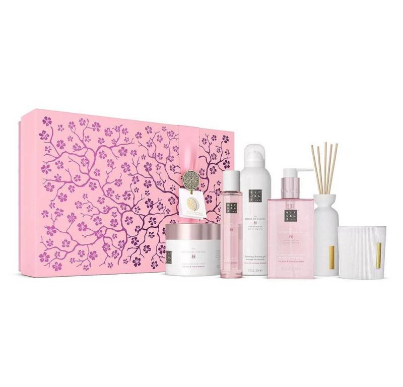 Rituals Pflege-Geschenkset The Ritual of Sakura Gift Set XL, 6-tlg., Duschgel, Body Cream, Kerze, Duftstäbchen, Handseife & Spray von Rituals