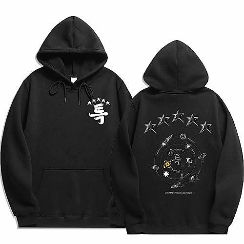 Riujater Herren Damen Kapuzenpullover Stray Kids Langarm Pullover Kapuzenjacke Casual Oversized Kapuze Outfits Teen Lustige Top Aktive Sweatshirt Y2K Jacke mit Taschen von Riujater