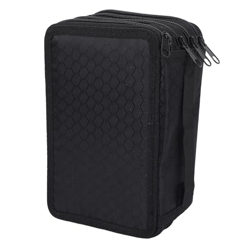 Riuulity 72 Slots Oxford Pencil Hülle Langlebiger Aquarellpinsel -Wrap -Beutel mit Tragbarem Griff für Maler und Studenten [Oxford Pencil Case, 72 Slots Bleistiftorganisator, Tragbarer (Black) von Riuulity