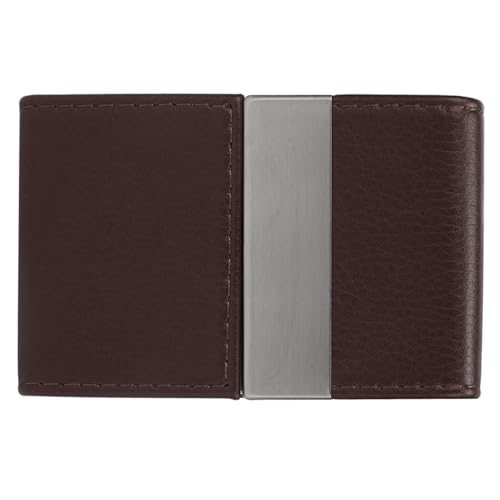 Riuulity Doppelt öffnender Edelstahl-Visitenkartenhalter, Kreditkarten-Namens-ID-Kartenhalter VIP-Kartenhalter 3,9 * 2,6 * 0,7 Zoll (Kaffee) von Riuulity