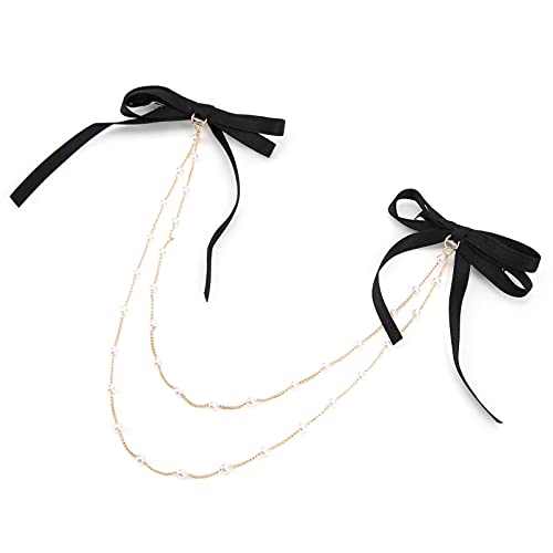 Schleife Haarnadeln Ketten Clips Perlenkette Haarspangen Zubehör Haarspange Haarschmuck Pferdeschwanz Clip Super Fairy Girl Bag Schleife 4 Stück (langer Doppelbogen) von Riuulity