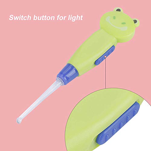 Taschenlampe Earpick Earwachs Remover -Werkzeug mit Niedlichem Cartoon Design für Babys Rosa Schwein Bauchmuskeln (Grüner Froschstil) von Riuulity