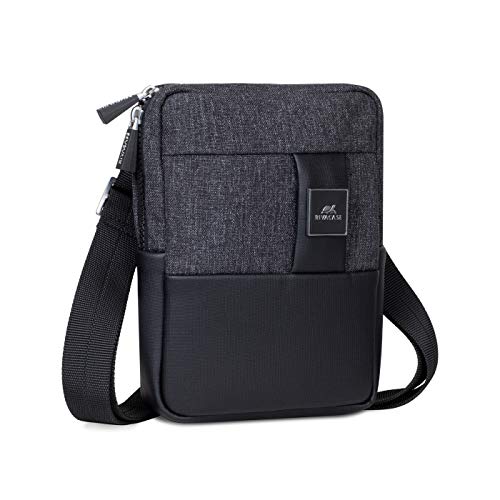 Rivacase Crossbody Tasche für Tablets bis 8 Zoll - Schultertasche Umhängetasche aus hochwertigem Kunstleder und Polyester mit verstellbarem Schultergurt von Rivacase