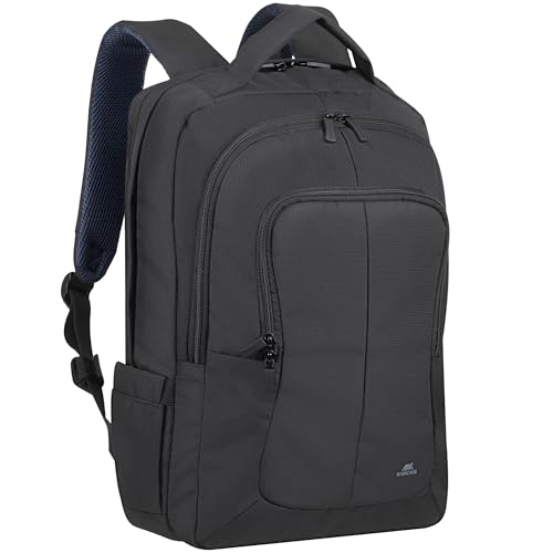 Rivacase ECO Bulker Laptop Rucksack 23L bis 17.3 Zoll - 31 x 46 x 18 cm – Geräumiges Handgepäck mit Trolley Befestigung – großer Notebook Rucksack für Damen und Herren, Schule und Arbeit von Rivacase