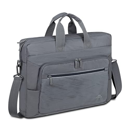 Rivacase Eco Laptoptasche 16 Zoll - wasserdichte Computertasche aus recyceltem Kunststoff - moderne Laptop Tasche für Männer und Frauen, Aktentasche für Business, Reisen, Uni, Schule (grau) von Rivacase