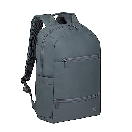 Rivacase Laptop Rucksack 15L bis 15,6 Zoll - 29 x 45 x 12 cm. - wasserabweisender Tagesrucksack für Damen und Herren - Urban Backpack für Business, Reisen, Sport, Schule (Dunkelgrau) von Rivacase