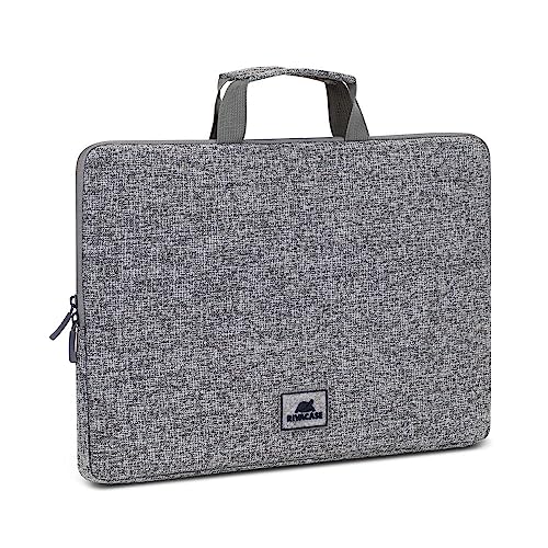 Rivacase Laptoptasche bis 15,6 Zoll - wasserdichte und ultraleichte Notebooktasche - kompakte Dokumententasche für Damen und Herren Aktentasche für Laptops / (Hellgrau) von Rivacase