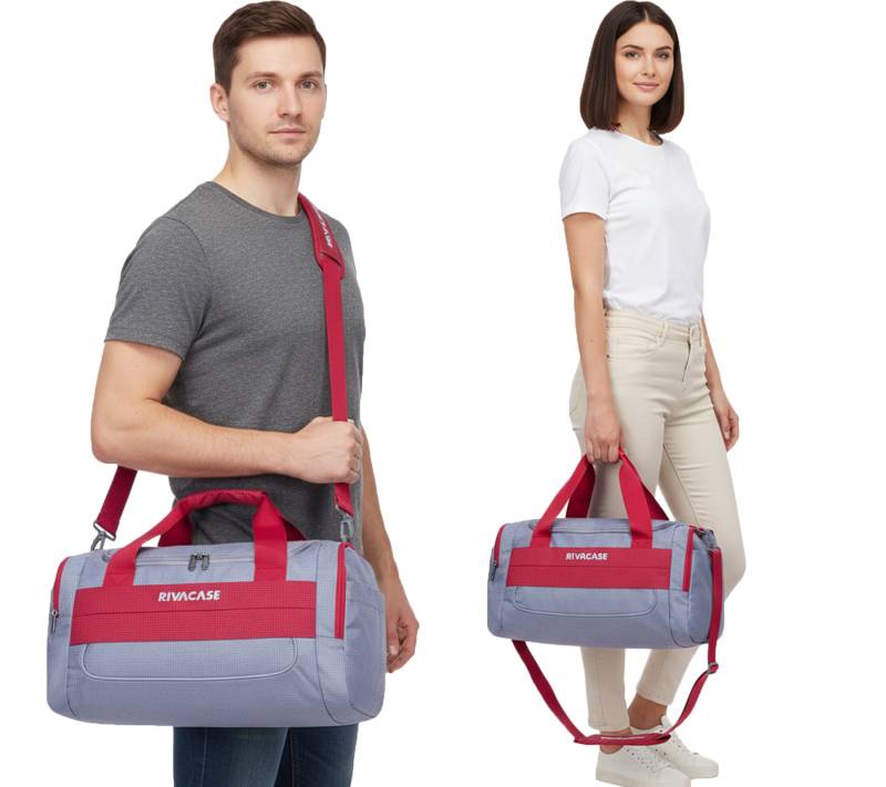 Rivacase Mercantour Duffle Bag leichte Reise-Tasche Sport-Tasche 30L 5235 GR Grau/Rot von Rivacase