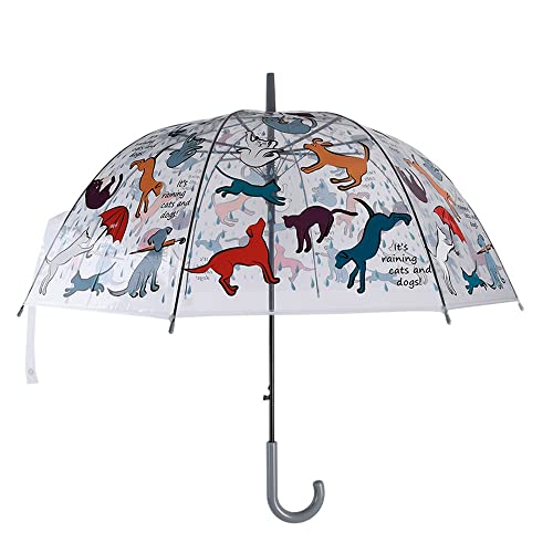 Rivanto® Regenschirm It's raining cats & dogs transparent Ø 83 x H81,5 cm, mit Klick-Öffnung von Rivanto