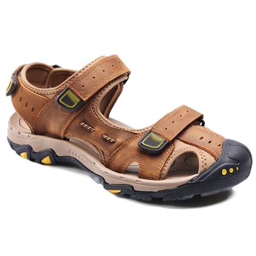 Herren Outdoor Wandern Leder Sandalen Wasserschuhe Geschlossene Zehe Sport Sandalen Fischer Sandalen Sommer von Rivccku