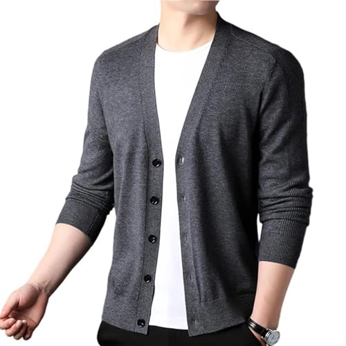 Herren Strickjacke Pullover Cardigan V Ausschnitt Kaschmir 100% Winterjacke Klassischer Warme Langarm Strickjacken Mit Knöpfe von Rivccku