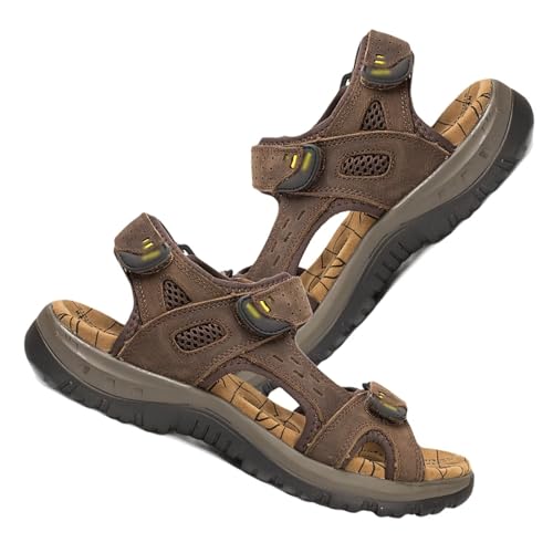 Leder Trekkingsandalen Herren Outdoor Sports Sandalen Sommer Strand Wandersandalen Atmungsaktive Sandalen Fischer Sandalen von Rivccku