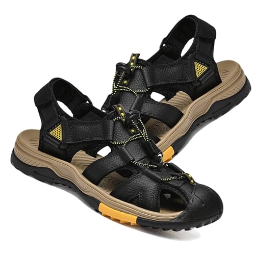 Outdoor Leder Wandern Sandalen Herren Wasserschuhe Geschlossene Zehe Sport Sandalen Fischer Schuhe Sommer Trekkingsandalen von Rivccku