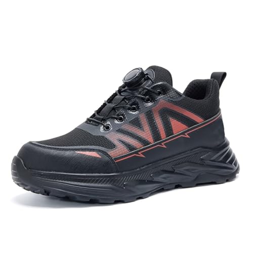 Rivccku Arbeitsschuhe Sicherheitsschuhe Herren Damen Bequem Stahlkappenschuhe Atmungsaktiv Industrielle Arbeitsschuhe mit Drehschnallen Schnürsenkeln rutschfeste, Stoßdämpfender von Rivccku