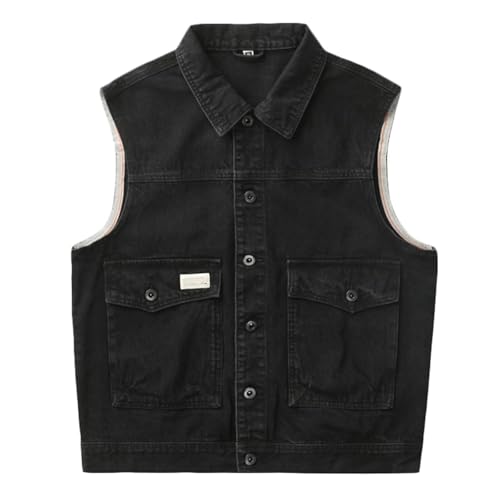 Rivccku Herren Denim Gilet Casual Vintage Biker Weste ärmellose Motorradjacke Jeansweste von Rivccku