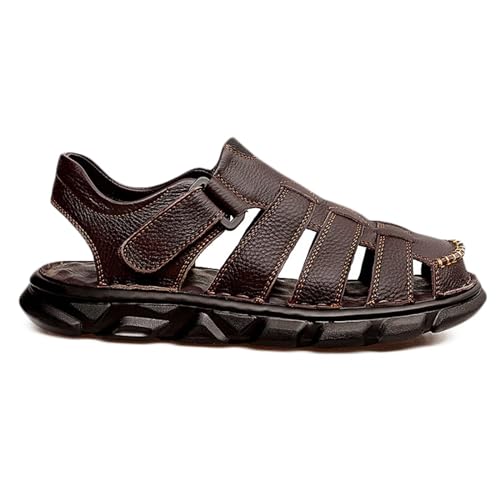 Rivccku Herren Leder Sandalen Outdoor Sport Wandersandalen Sommer Trekkingsandalen Strand Sandalen Männer von Rivccku