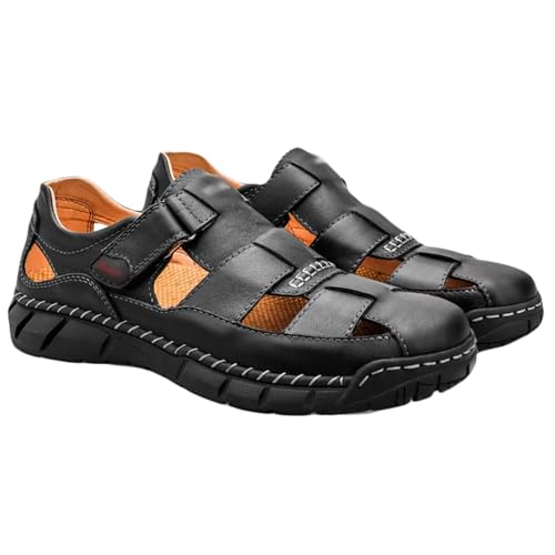 Rivccku Herren Leder Sandalen Outdoor Sport Wandersandalen Sommer Trekkingsandalen Strand Sandalen Männer von Rivccku