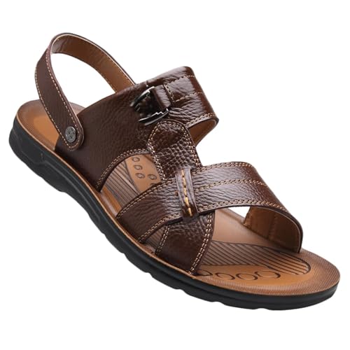 Rivccku Herren Ledersandalen Wasserdicht Sport Sandalen Outdoor Strand Schlappen Wandern Sandalen Sommer Schuhe Hausschuhe von Rivccku