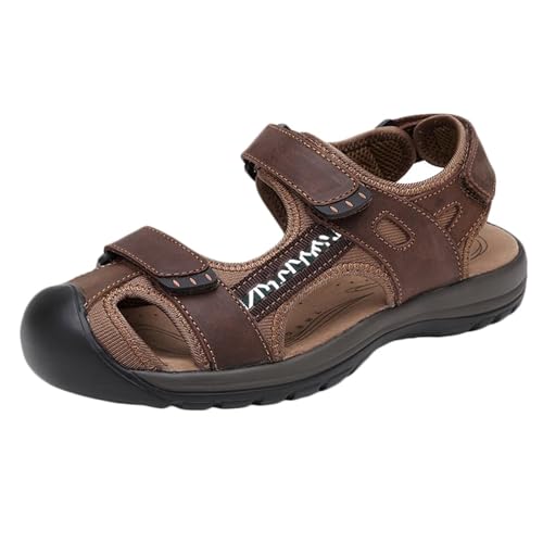 Rivccku Herren Wandersandalen Geschlossene Zehe Outdoor Sport Sandalen Leder Sommer Wanderschuhe Wasserdicht Sandalen von Rivccku