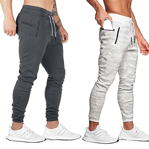 Rivccku Jogginghose Herren Sweathose - Lange Sport Hose Jogger Trainingshose Herren, Relaxing Hose Slim Fit Activewear-HosenReißverschlusstaschen Sportartspe von Rivccku