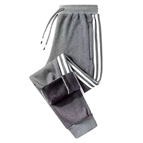 Rivccku Jogginghose Herren Winter Fleece Sweathose High Waist Trainingshose Gefüttert Warme Männer Sporthose Baumwolle Slim Fit Freizeithose mit Taschen Relaxing Hose von Rivccku