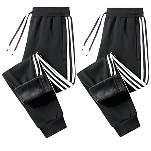 Rivccku Jogginghose Herren Winter Fleece Sweathose High Waist Trainingshose Gefüttert Warme Männer Sporthose Baumwolle Slim Fit Freizeithose mit Taschen Relaxing Hose von Rivccku