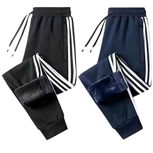 Rivccku Jogginghose Herren Winter Fleece Sweathose High Waist Trainingshose Gefüttert Warme Männer Sporthose Baumwolle Slim Fit Freizeithose mit Taschen Relaxing Hose von Rivccku