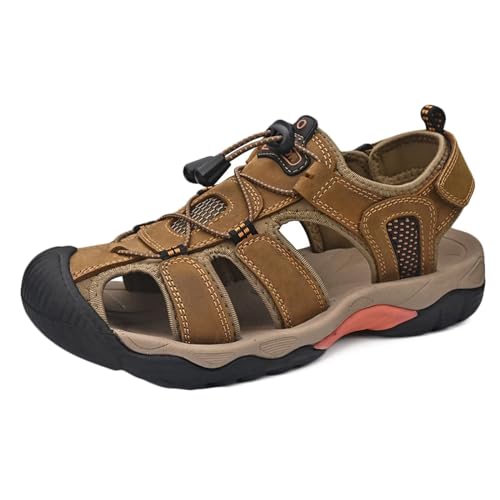 Rivccku Leder Sandalen Herren Outdoor Sport Wandersandalen mit Klettverschluss Sommer Trekkingsandalen Strand Ledersandalen Männer Rivccku Leder Sandalen Herren Outdoor Sport Wandersandalen mit Klettverschluss Sommer Trekkingsandalen Strand Ledersandalen Männer von Rivccku