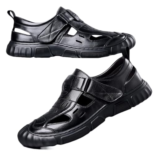 Rivccku Leder Trekkingsandalen Herren Wandern Sandalen Outdoor Sommer Strand Schuhe von Rivccku