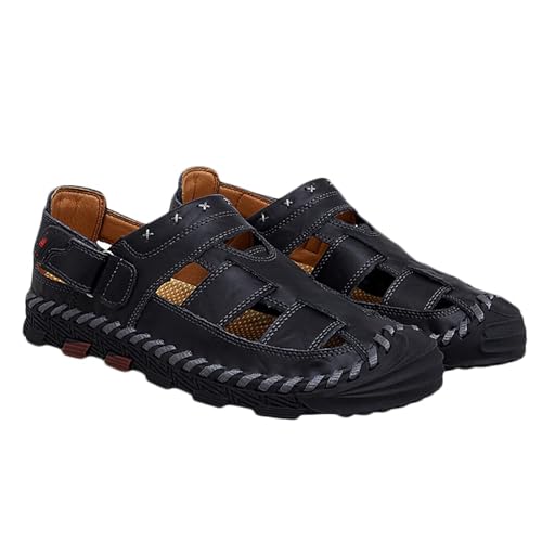 Rivccku Leder Trekkingsandalen Sandalen Herren Geschlossene Zehe Sandalen Herren Wandern Sandalen Sport Outdoor Wanderschuhe Sommer von Rivccku