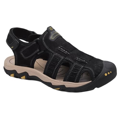 Rivccku Sandalen Herren Outdoor Trekkingsandalen Leder Strand Wandersandale Sport Sommer Männer Freizeitschuhe Atmungsaktive Fischerschuhe aus Leder von Rivccku