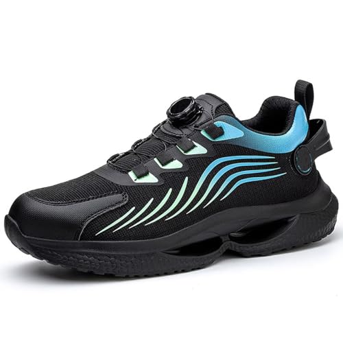 Rivccku Sicherheitsschuhe Arbeitsschuhe Herren Bequem Stahlkappenschuhe Atmungsaktiv Industrielle Arbeitsschuhe mit Drehschnallen Schnürsenkeln 38-48 von Rivccku