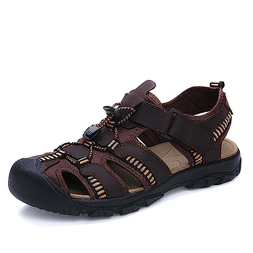 Rivccku Trekkingsandalen Herren Geschlossene Sandalen, Wandersandalen Wasserfest Komfort Atmungsaktiv Outdoor Summer Flat Strand Adjustable Verschleißfest Sportsandalen von Rivccku