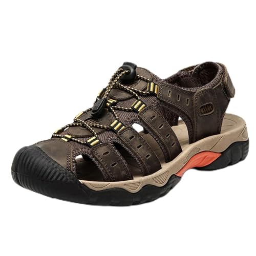 Rivccku Trekkingsandalen Herren Geschlossene Zehe Wandern Sandalen Sommer Wanderschuhe Leder Strand Wandersandale Laufschuhe Lässige Sneaker Sportsandalen Rivccku Trekkingsandalen Herren Geschlossene Zehe Wandern Sandalen Sommer Wanderschuhe Leder Strand Wandersandale Laufschuhe Lässige Sneaker Sportsandalen von Rivccku