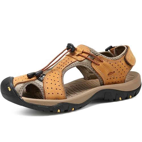 Rivccku Trekkingsandalen Herren Geschlossene Zehe Wandern Sandalen Sommer Wanderschuhe Leder Strand Wandersandale Laufschuhe Lässige Sneaker Sportsandalen Rivccku Trekkingsandalen Herren Geschlossene Zehe Wandern Sandalen Sommer Wanderschuhe Leder Strand Wandersandale Laufschuhe Lässige Sneaker Sportsandalen von Rivccku