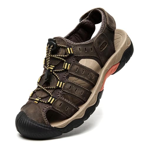 Rivccku Trekkingsandalen Herren Geschlossene Zehe Wandern Sandalen Sommer Wanderschuhe Leder Strand Wandersandale Laufschuhe Lässige Sneaker Sportsandalen Rivccku Trekkingsandalen Herren Geschlossene Zehe Wandern Sandalen Sommer Wanderschuhe Leder Strand Wandersandale Laufschuhe Lässige Sneaker Sportsandalen von Rivccku