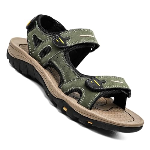 Rivccku Trekkingsandalen Herren Leder Wandern Sandalen Outdoor Sport Wandersandalen Sommer Strand Schuhe von Rivccku