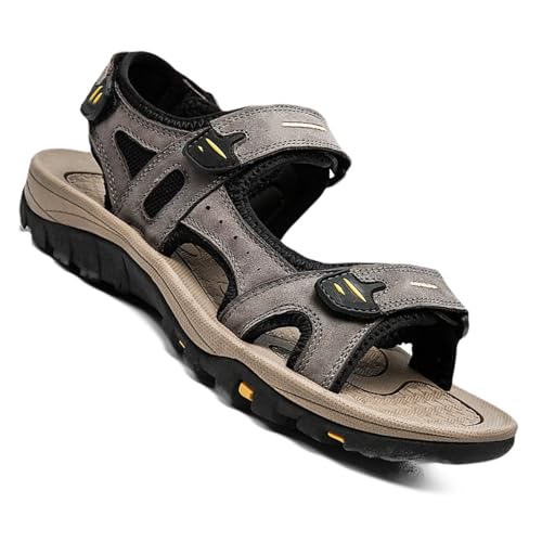 Rivccku Trekkingsandalen Herren Leder Wandern Sandalen Outdoor Sport Wandersandalen Sommer Strand Schuhe von Rivccku