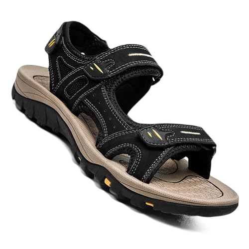 Rivccku Trekkingsandalen Herren Leder Wandern Sandalen Outdoor Sport Wandersandalen Sommer Strand Schuhe von Rivccku